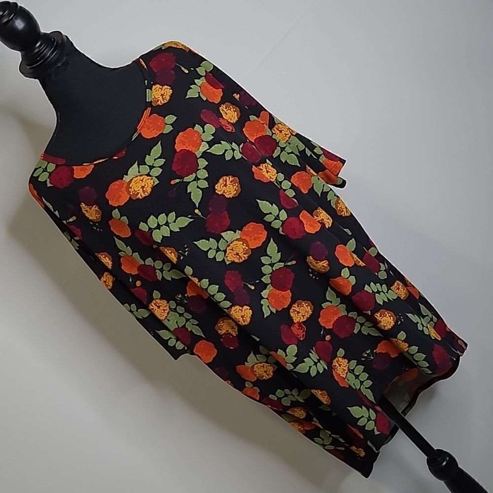 LuLaRoe sz L multi fall color florals on high/low tunic